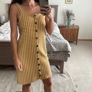 Madewell Mustard Gingham picnic dress